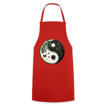 Yin et Yang Version Nature :) - Tablier de cuisine - rouge - Devant - AI Model Male 185 dark (185cm)