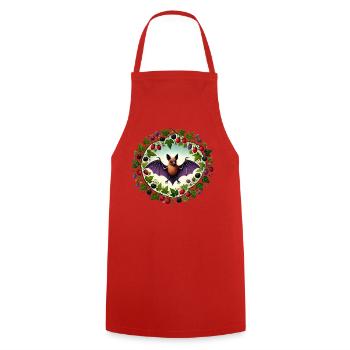 Whimsical Bat and Berry Motif - Cooking Apron - red - Front - AI Model Male 185 dark (185cm)