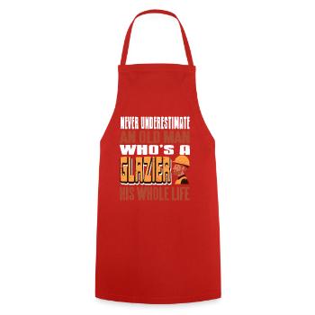 Never Underestimate A Glazier Old Man Power - Cooking Apron - red - Front - AI Model Male 185 dark (185cm)
