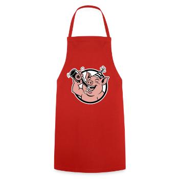 Piggy with Celebration Bottle - Cooking Apron - red - Front - AI Model Male 185 dark (185cm)