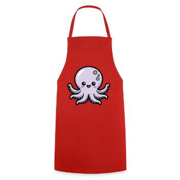 Cute Cartoon Octopus - Cooking Apron - red - Front - AI Model Male 185 dark (185cm)