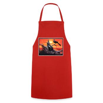 Dunkle Fantasie Rabe und Sonnenuntergang surreal - Kochschürze - Rot - Vorne - AI Model Male 185 dark (185cm)