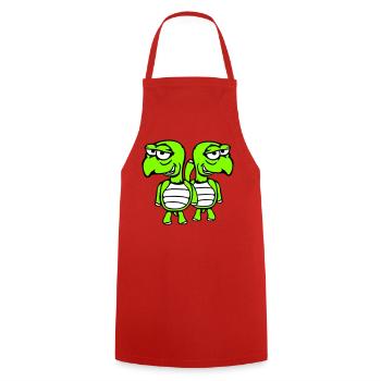 2 turtles friends funny silly embarrassing team - Cooking Apron - red - Front - AI Model Male 185 dark (185cm)