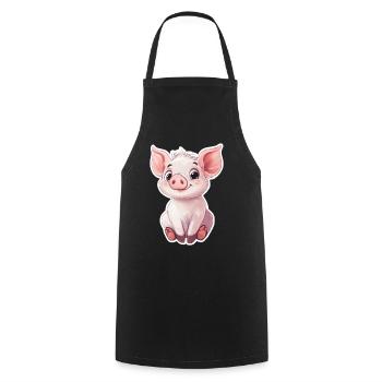 Pig Piglet - Cooking Apron - black - Front - AI Model Male 185 dark (185cm)