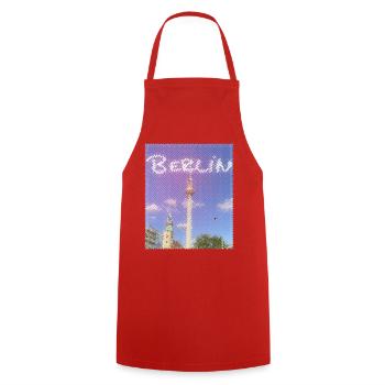 Berlin Fernsehturm Neon Design - Kochschürze - Rot - Vorne - AI Model Male 185 dark (185cm)