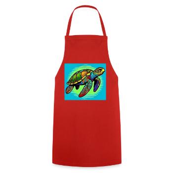 tortue - Tablier de cuisine - rouge - Devant - AI Model Male 185 dark (185cm)