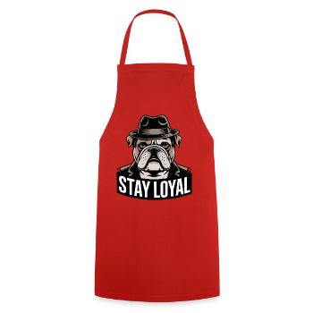Bleib treu Bulldogge - Kochschürze - Rot - Vorne - AI Model Male 185 dark (185cm)