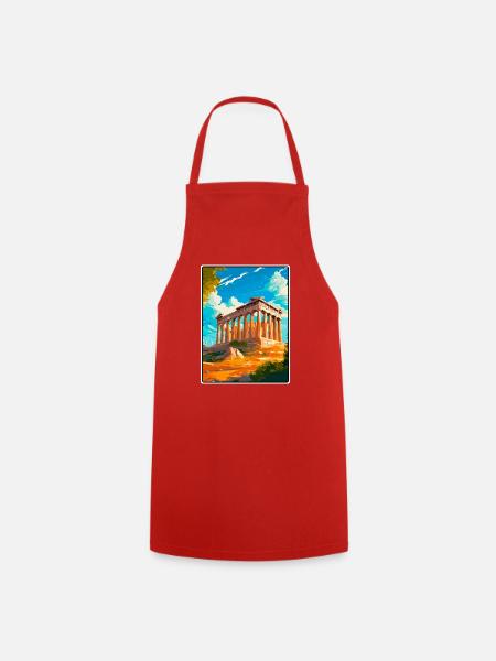 Antiker griechischer Tempel Illustration - Kochschürze - Rot