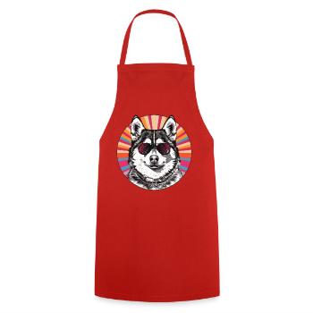 Casual dog with retro style sunglasses - Cooking Apron - red - Front - AI Model Male 185 dark (185cm)