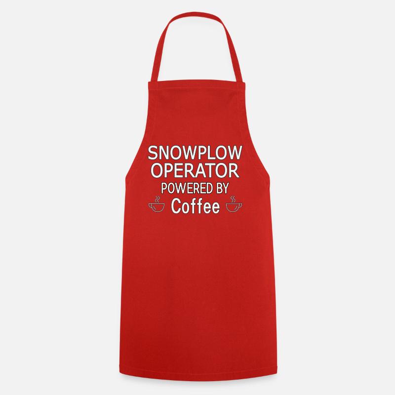 Snowplow Operator Powered Coffee Snow Plow Driver - Cooking Apron - red