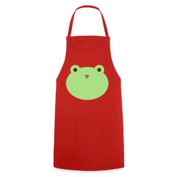 Cute Frog Cartoon Face Design - Cooking Apron - red - Front - AI Model Male 185 dark (185cm)