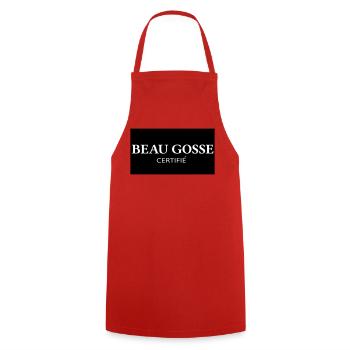 Logo beau Gosse certifié - Tablier de cuisine - rouge - Devant - AI Model Male 185 dark (185cm)