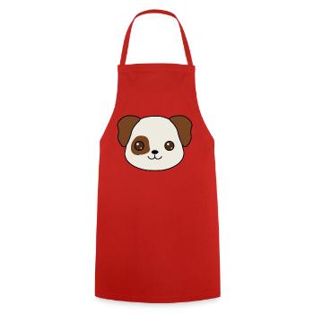 Charmantes Welpen-Cartoon-Design - Kochschürze - Rot - Vorne - AI Model Male 185 dark (185cm)