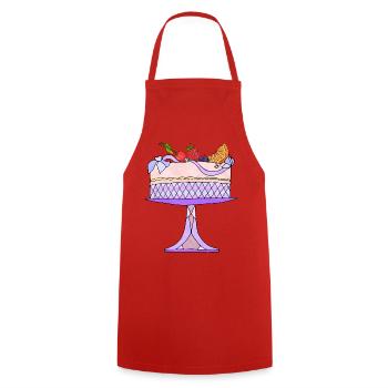 Cake - Cooking Apron - red - Front - AI Model Male 185 dark (185cm)