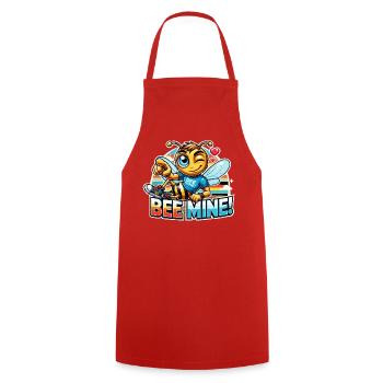 Bee Mine for men - Cooking Apron - red - Front - AI Model Male 185 dark (185cm)