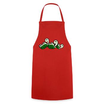 3 tortues renversées sur le dos triste - Tablier de cuisine - rouge - Devant - AI Model Male 185 dark (185cm)