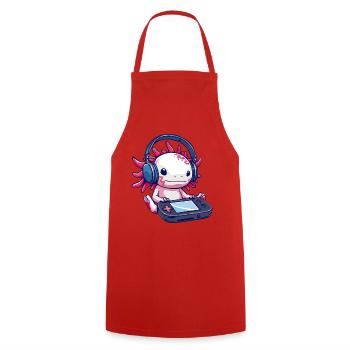 Axolotl mit Kopfhörern und Gaming-Controller - Kochschürze - Rot - Vorne - AI Model Male 185 dark (185cm)
