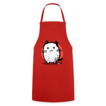Mignon dessin animé gros chat cercle rouge - Tablier de cuisine - rouge - Devant - AI Model Male 185 dark (185cm)
