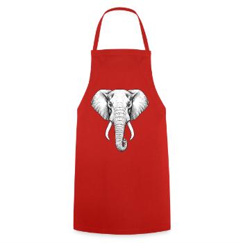 Illustration détaillée d’un éléphant en noir et blanc - Tablier de cuisine - rouge - Devant - AI Model Male 185 dark (185cm)