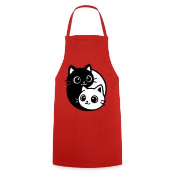 Ying Yang Katzenporträt  - Kochschürze - Rot - Vorne - AI Model Male 185 dark (185cm)