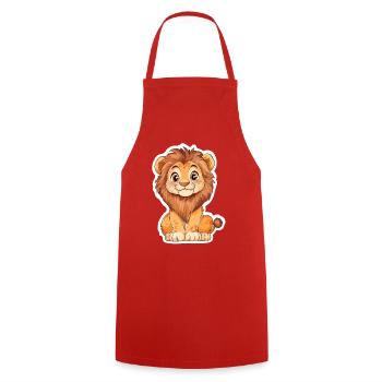 Lion - Cooking Apron - red - Front - AI Model Male 185 dark (185cm)