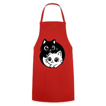 Ying Yang Kawaii Katzen Symbol - Kochschürze - Rot - Vorne - AI Model Male 185 dark (185cm)