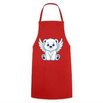 Cute Polar Bear Angel Cartoon with Wings Joy - Cooking Apron - red - Front - AI Model Male 185 dark (185cm)