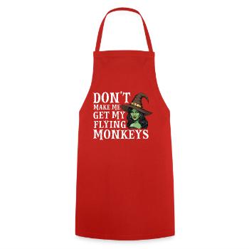 Don’t Make Me Get My Flying Monkeys — Halloween - Cooking Apron - red - Front - AI Model Male 185 dark (185cm)