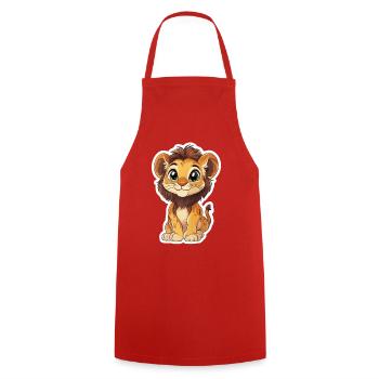 Lion - Cooking Apron - red - Front - AI Model Male 185 dark (185cm)