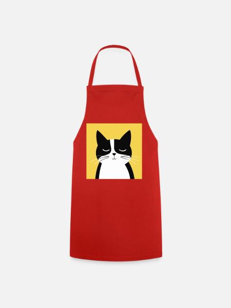 Minimalist Black and White Cat - Forklæde - rød