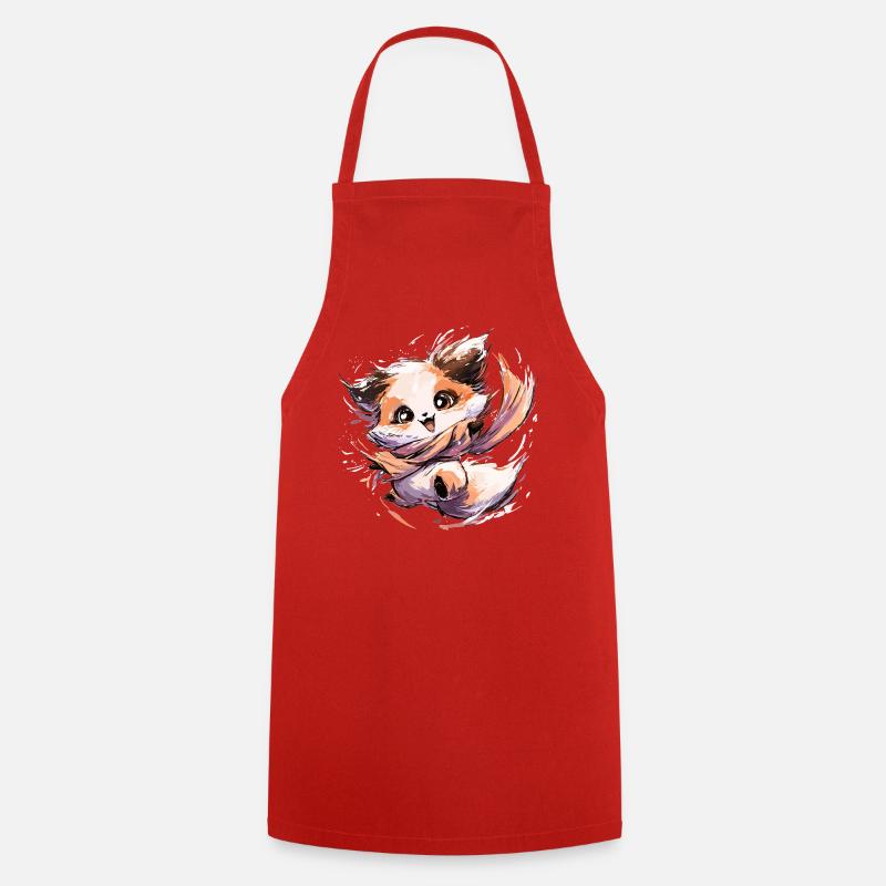 Fox with Scarf | Dancing Fox - Cooking Apron - red