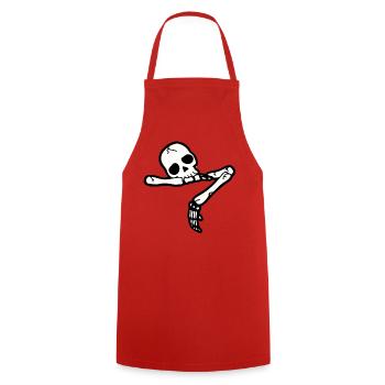 Skull and Crossbones Shirt | Gothic Punk Tee - Cooking Apron - red - Front - AI Model Male 185 dark (185cm)