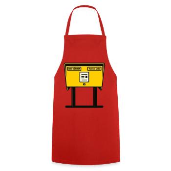 München Gelber Briefkasten - Kochschürze - Rot - Vorne - AI Model Male 185 dark (185cm)