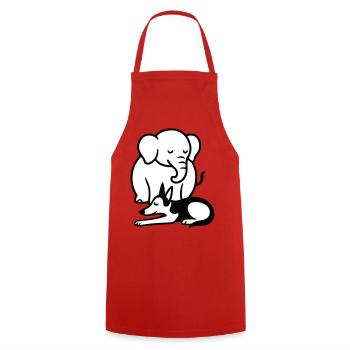 Elephant and dog sleeping - Cooking Apron - red - Front - AI Model Male 185 dark (185cm)