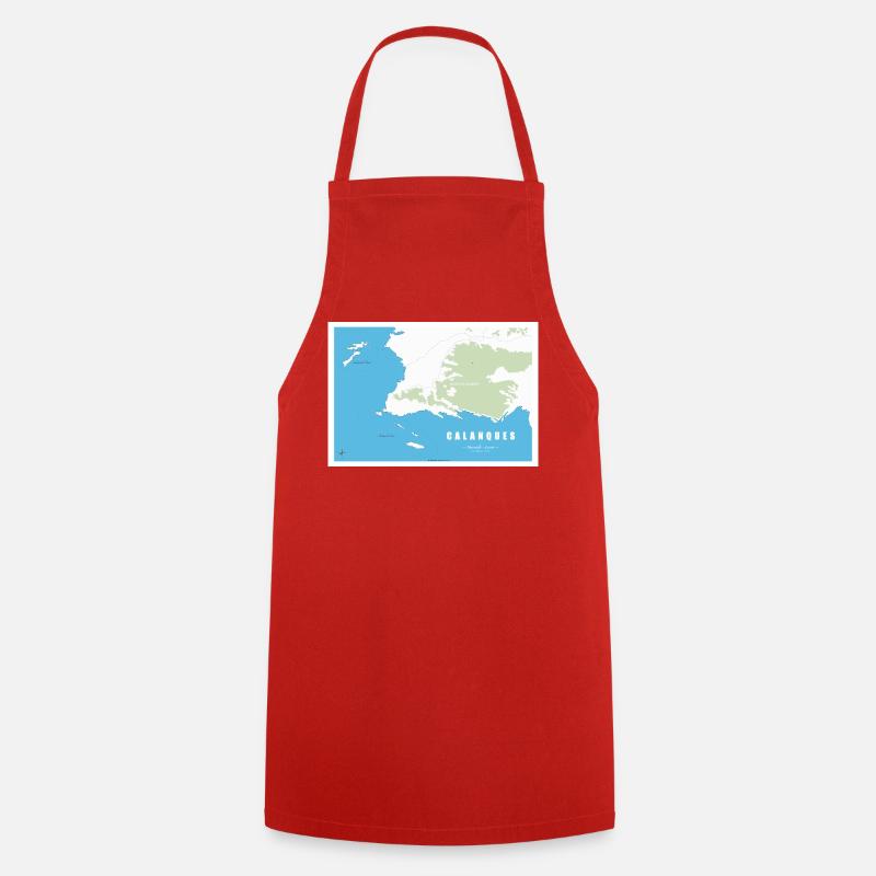 Carte_calanques_design_Marseille_Cassis - Tablier de cuisine - rouge