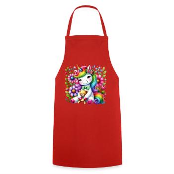 Regenbogen Einhorn Blumentraum - Kochschürze - Rot - Vorne - AI Model Male 185 dark (185cm)