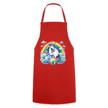 Rainbow Unicorn on Clouds - Cooking Apron - red - Front - AI Model Male 185 dark (185cm)
