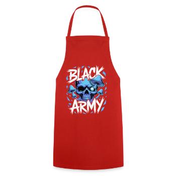 Blue Skull Army Mushrooms - Cooking Apron - red - Front - AI Model Male 185 dark (185cm)