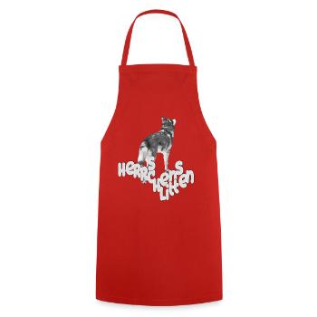 Master's Sled Dog with Word Illustration - Cooking Apron - red - Front - AI Model Male 185 dark (185cm)