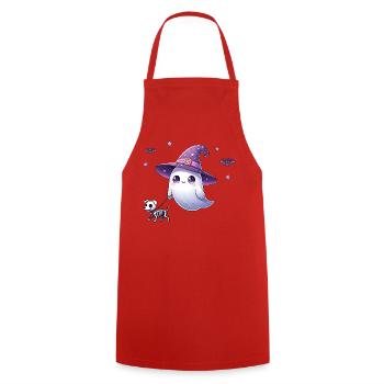 Fantôme de sorcière avec chien squelette – Chemise d’Halloween - Tablier de cuisine - rouge - Devant - AI Model Male 185 dark (185cm)