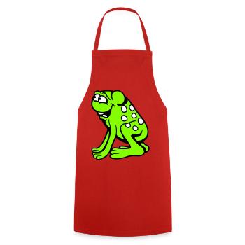 grenouille crapaud rire drôle idiot effronté assis bande dessinée - Tablier de cuisine - rouge - Devant - AI Model Male 185 dark (185cm)