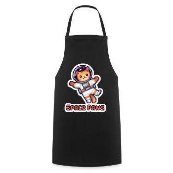 Space Paws – Pixel Cat Astronaut Sticker - Cooking Apron - black - Front - AI Model Male 185 dark (185cm)