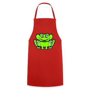 grenouille crapaud rire drôle idiot effronté assis bande dessinée - Tablier de cuisine - rouge - Devant - AI Model Male 185 dark (185cm)