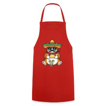 Cat Eating Tacos Cute Funny Fiesta - Cooking Apron - red - Front - AI Model Male 185 dark (185cm)