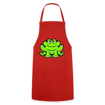 Frog toad smiles funny sitting comic happy - Cooking Apron - red - Front - AI Model Male 185 dark (185cm)