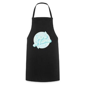 Paris I Love You Pastel Blue - Cooking Apron - black - Front - AI Model Male 185 dark (185cm)