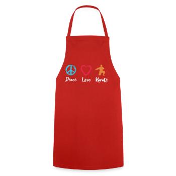 Paix Amour Karaté - Tablier de cuisine - rouge - Devant - AI Model Male 185 dark (185cm)