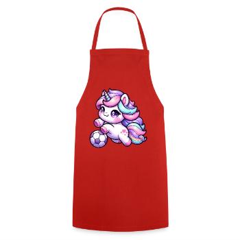 Kawaii Licorne Football Coup de pied arc-en-ciel - Tablier de cuisine - rouge - Devant - AI Model Male 185 dark (185cm)