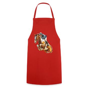 Galloping rider in leap - Cooking Apron - red - Front - AI Model Male 185 dark (185cm)