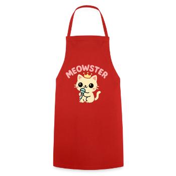 Meowster Crowned Micro Mascot - Cooking Apron - red - Front - AI Model Male 185 dark (185cm)